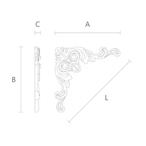 N-133.1 Small Wood Corner Applique with Radiating Acanthus